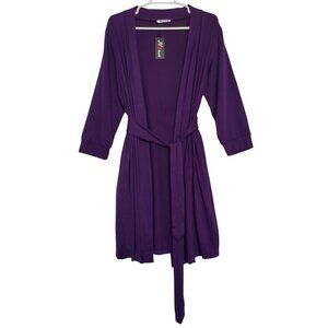 Hotouch Womens Purple Robe With Belt - Size S long Sleeve Rayon & Spandex. NWT